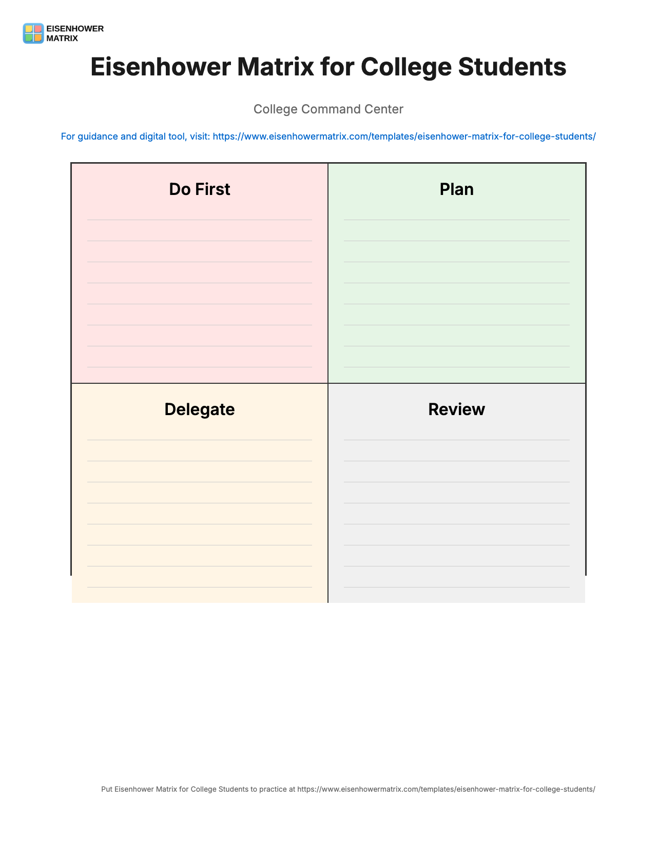 Eisenhower Matrix for College Students
